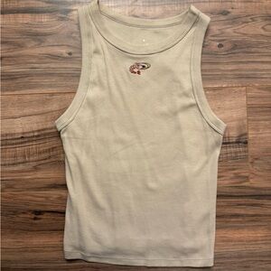 a new day Tan Ribbed Tank Top with Embroidered Shrimp